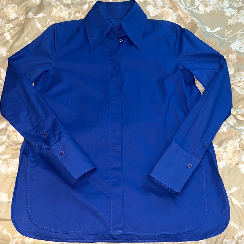 Vibrant Blue Long Sleeve Button Down Shirt